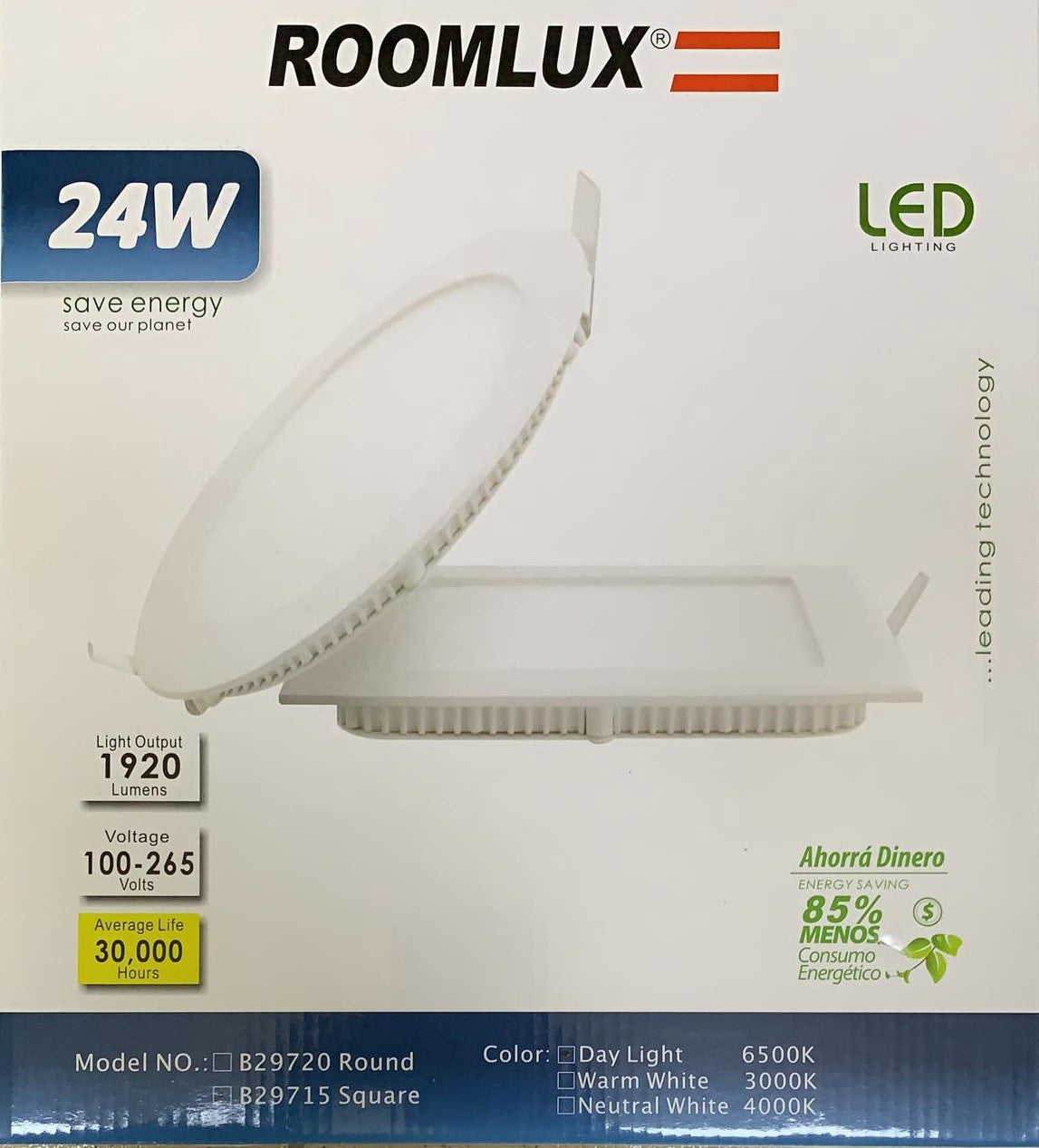 ROOMLUX Light LED Panel 24W Square 6500K B29715