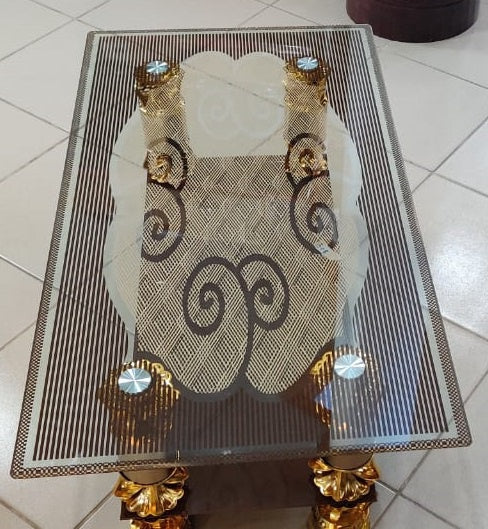 Glass Table Brown & Gold 908