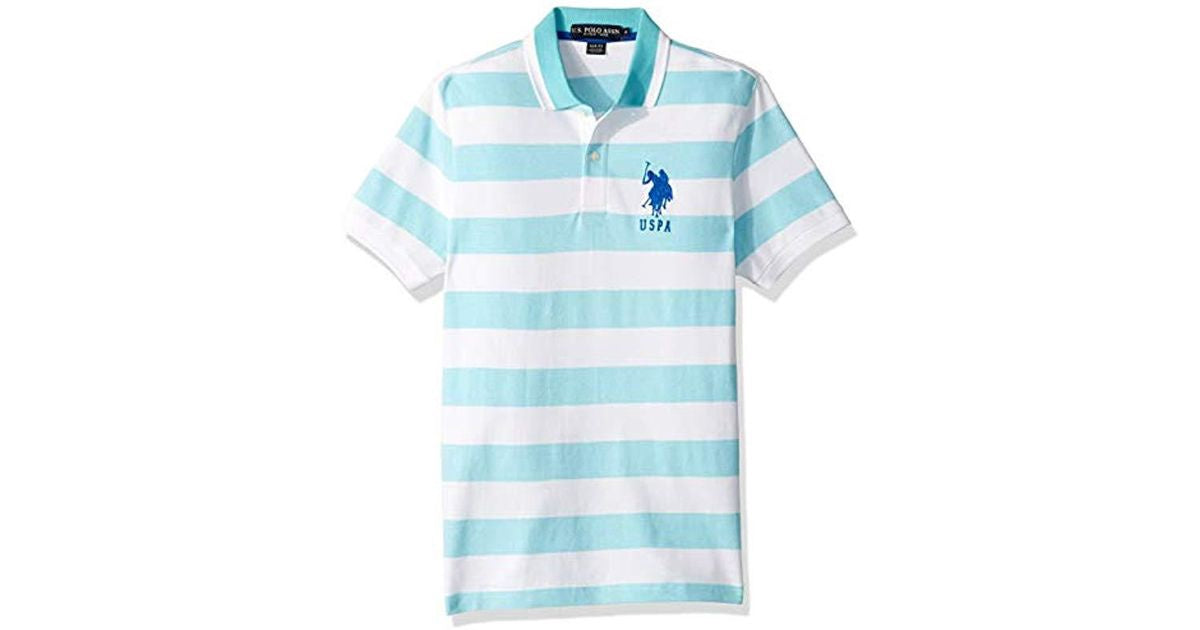 US POLO ASSN. Men Shirt Polo Us Polo Aqua Stripe Slim Fit