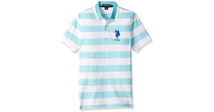 US POLO ASSN. Men Shirt Polo Us Polo Aqua Stripe Slim Fit