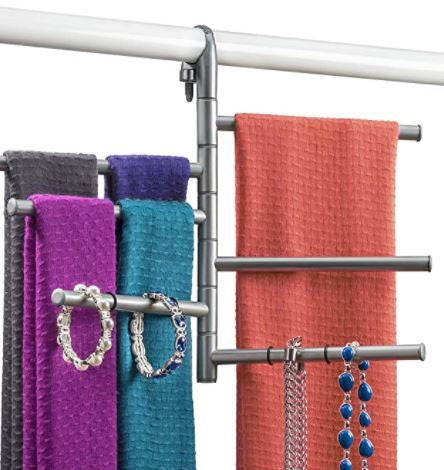LYNK Scarf Rack Accessory Closet Hanger Organizer Pivoting Platinum