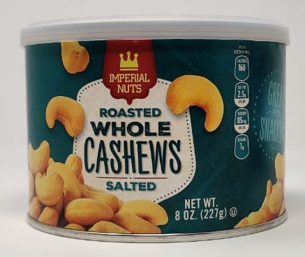 IMPERIAL Nuts Roasted Whole Cashews Salted 8OZ 227G