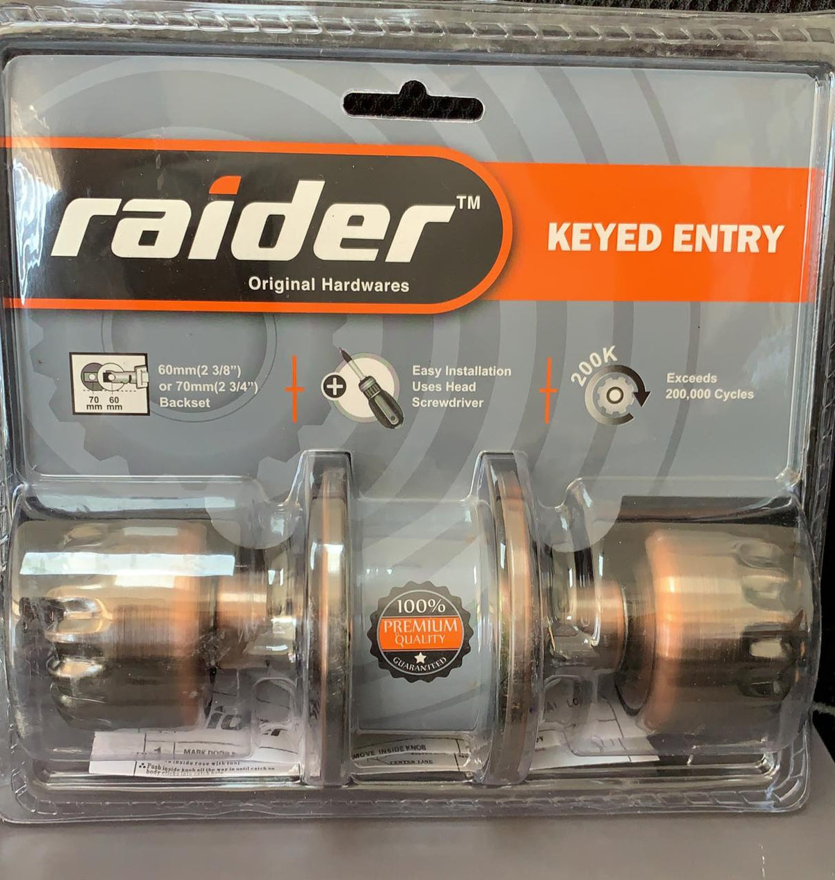 RAIDER Lock Knob AC Keyed #3861 AC-ML-ET