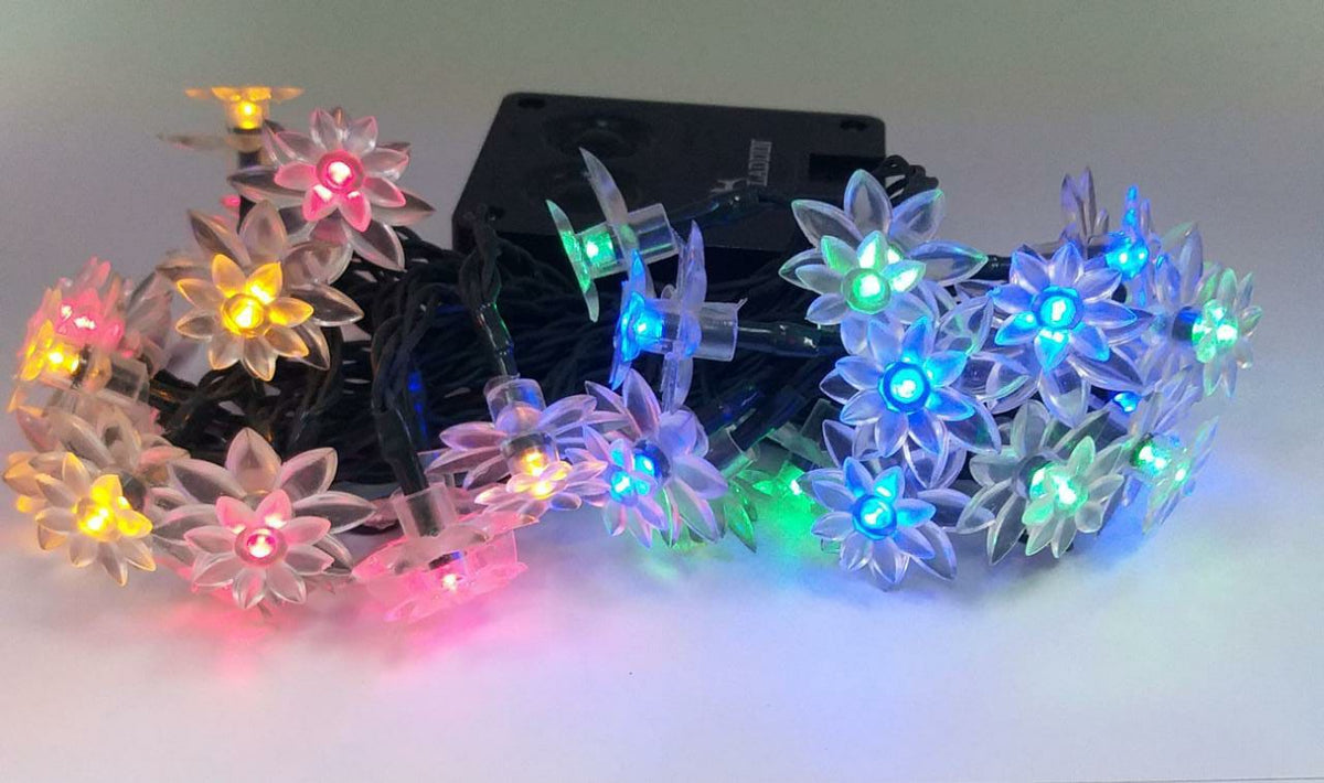 Fairy Light Solar LED 30LED Lotus Flower Multicolor