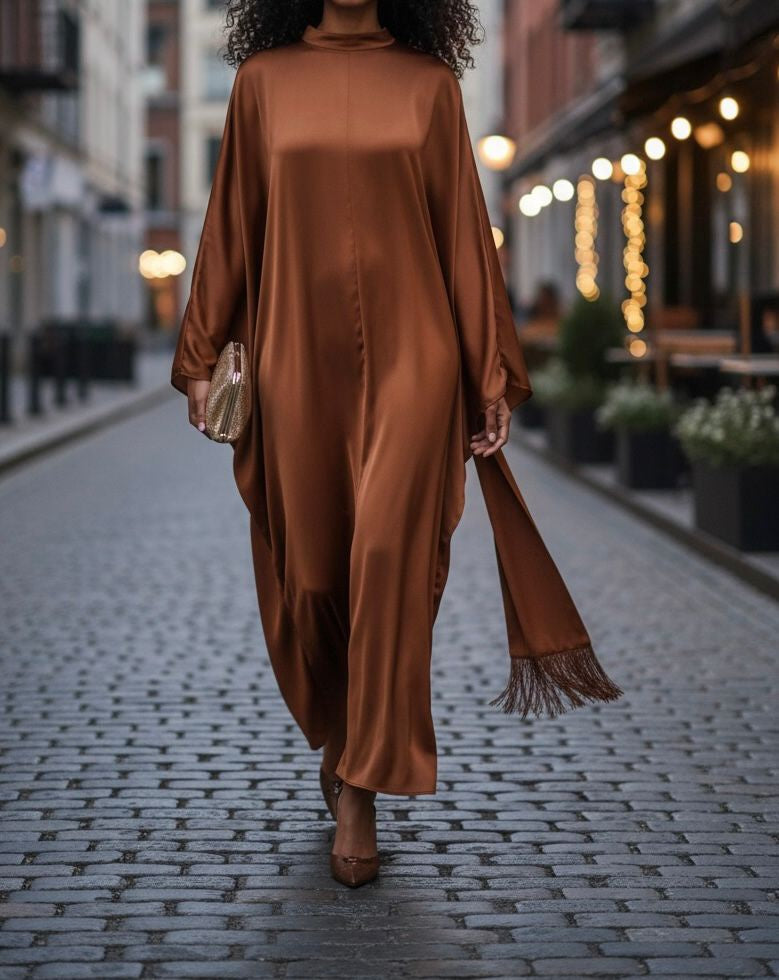 Gown Abaya Satin Rust
