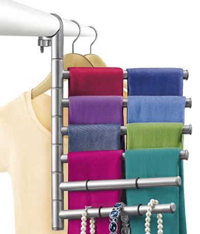 LYNK Scarf Rack Accessory Closet Hanger Organizer Pivoting Platinum