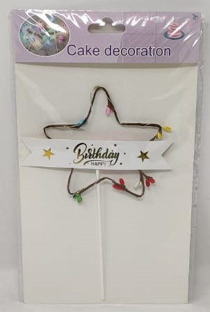 Party Cake Topper Happy Birthday Star Lighted ZH38