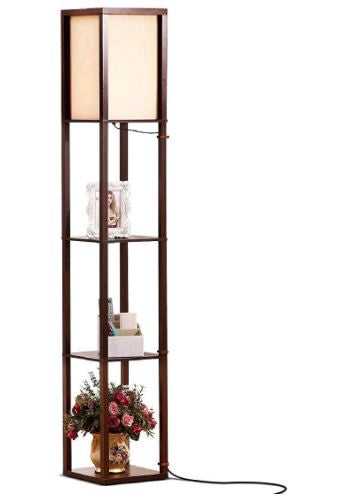 BRIGHTECH Floor Lamp Maxwell LED Shelf Havana Brown Modern Standing Light