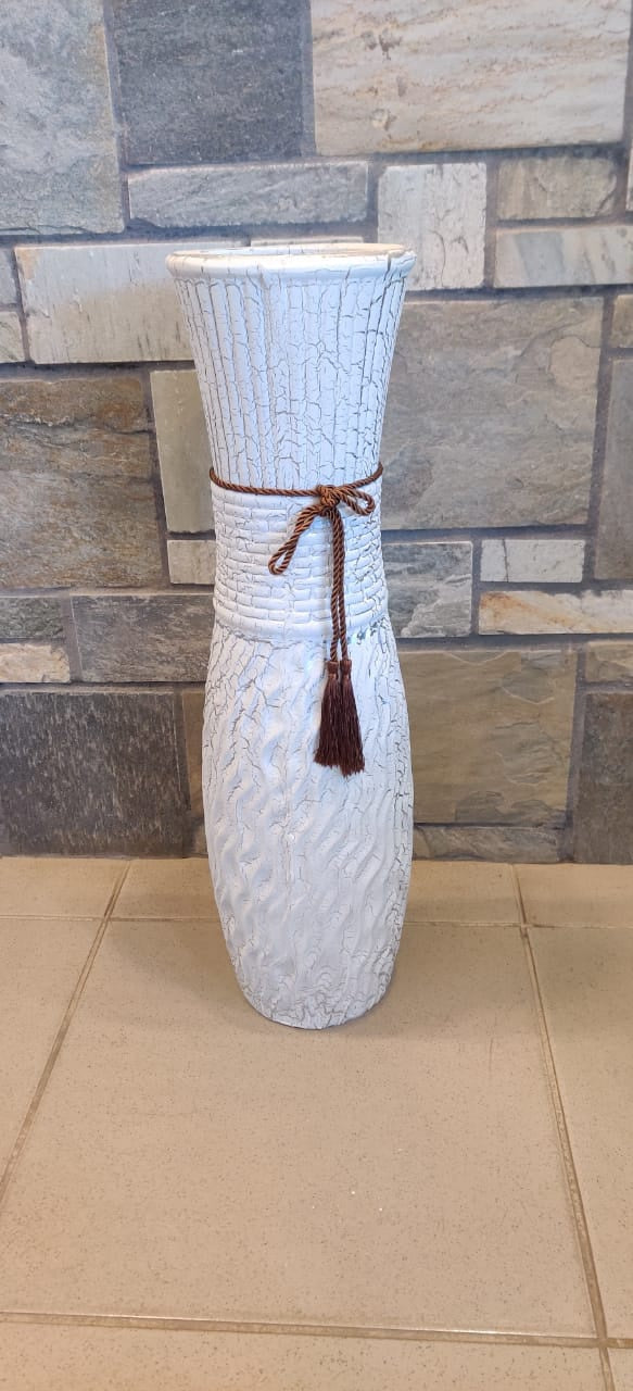 Vase 24" EQ131 White with Brown Rope