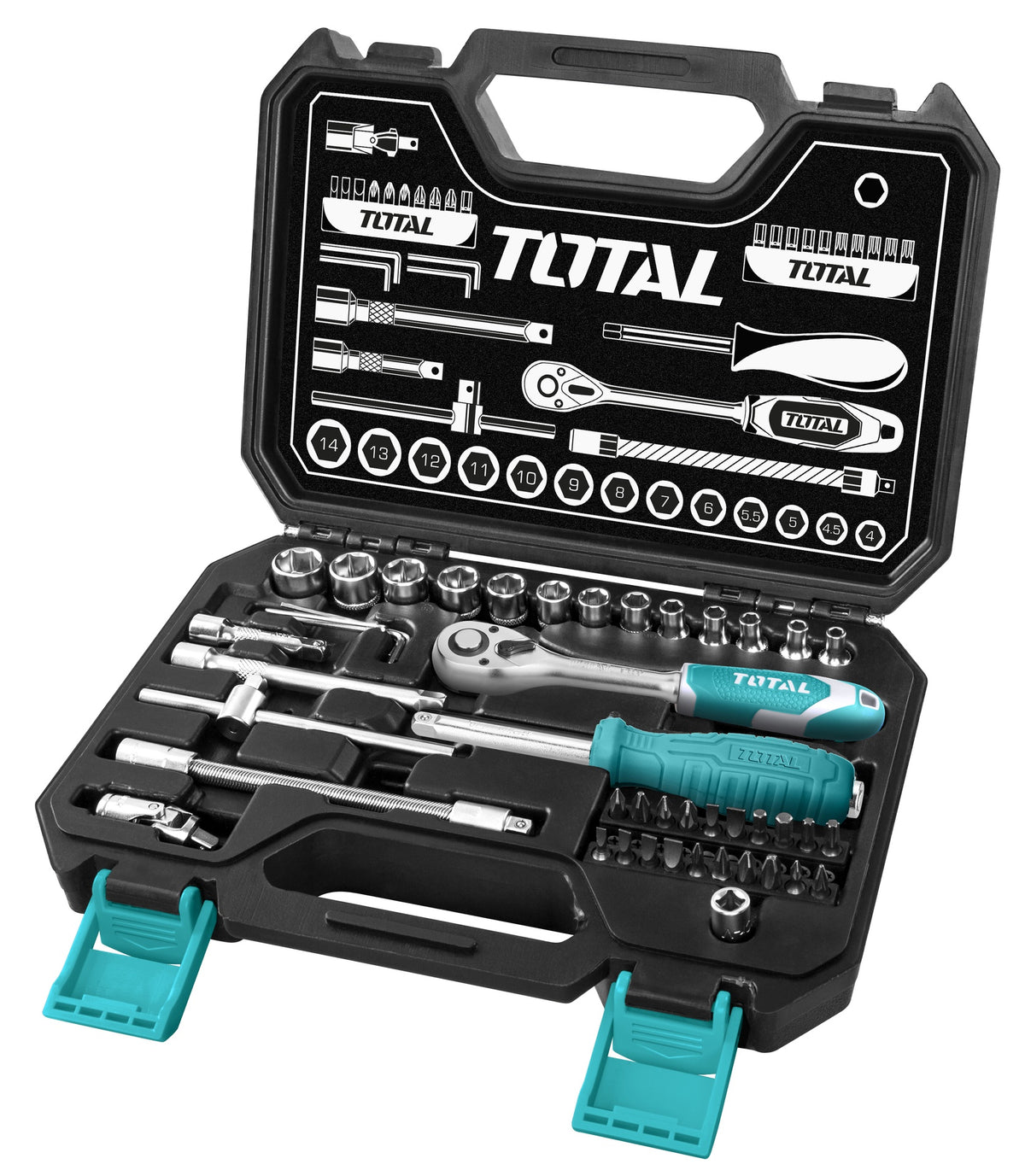 TOTAL Socket Set 45PCS THT141451 1/4"