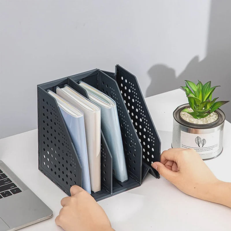 DELI Stationery Magazine Holder 79003 3-SPACE Dark Grey