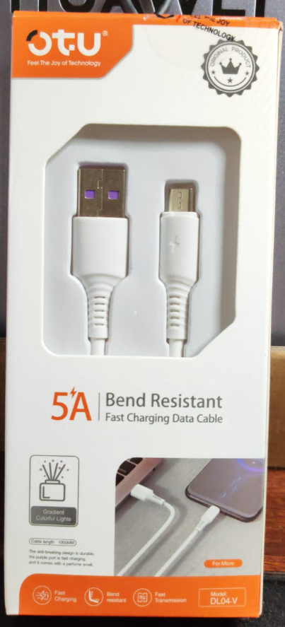 OTU Charger Cable USB DL04-V 1M Micro 5A Fast Charging Data Cable Bend Resistant