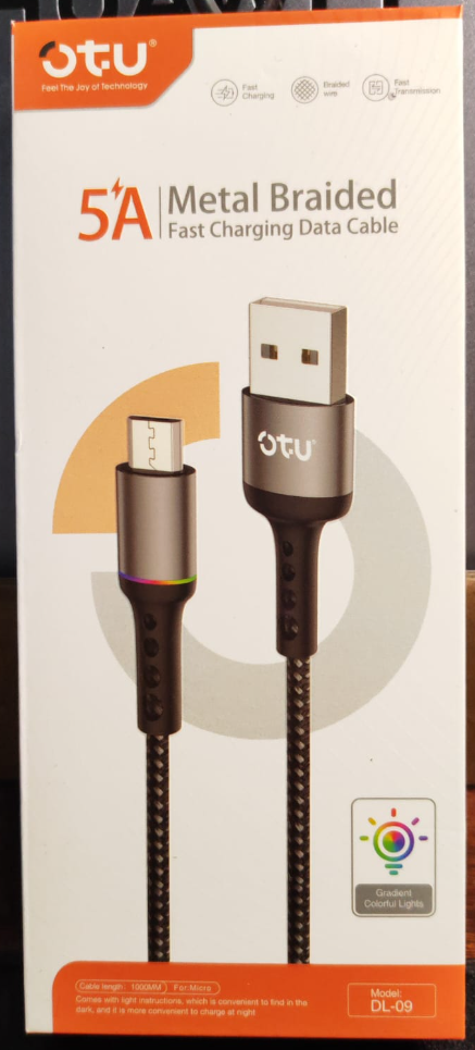 OTU Charger Cable USB DL09-V 1M Micro 5A Fast Charging Data Cable Metal Braided