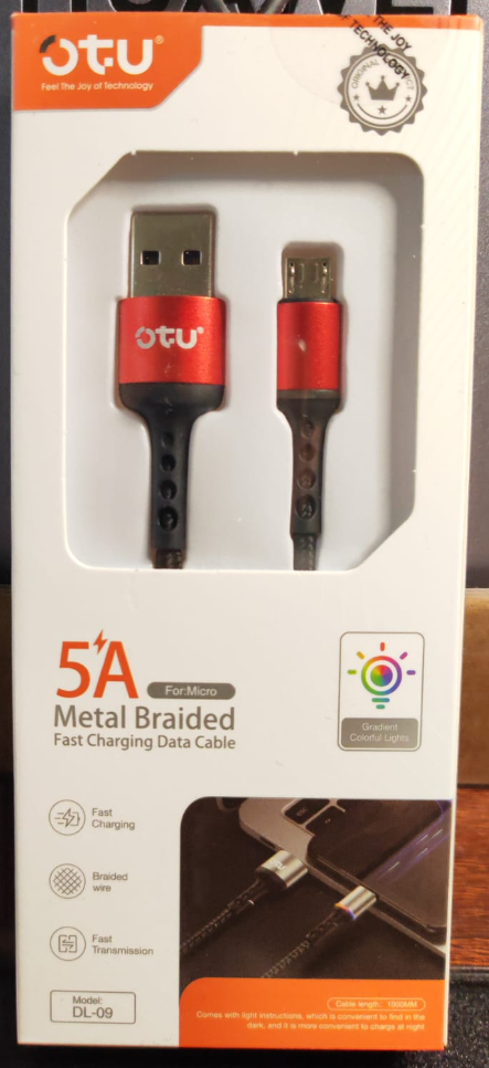 OTU Charger Cable USB DL09-V 1M Micro 5A Fast Charging Data Cable Metal Braided