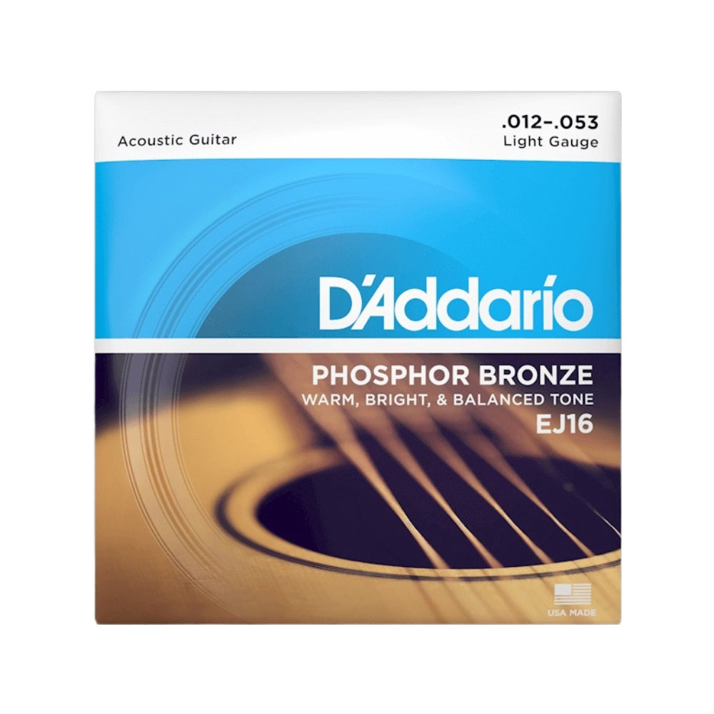 D'ADDARIO RICO Guitar String D'addario Phosphor Bronze EJ16 .012-.053 Light Gauge Acoustic