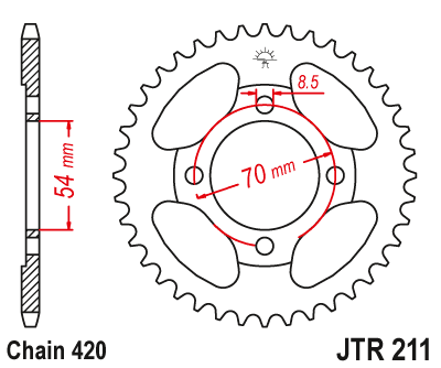 JT M/CYCLE Sprocket JTR211.36 Rear Pitch 420 JL70 257-36