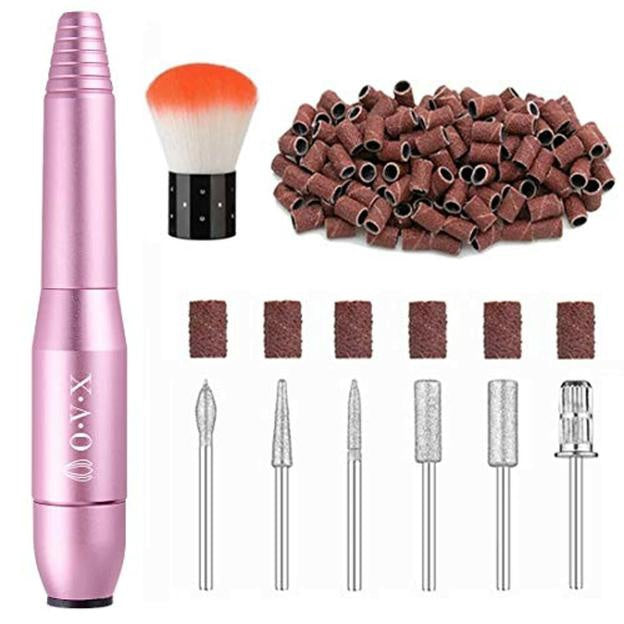 OVX Nails Portable Electric Nail Drill Machine Professional 20000 RPM Manicure (Pink)