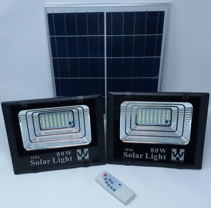 Lamp LED Solar Flood 2PCS 80W Lamp + 1 Solar Panel IP66 W