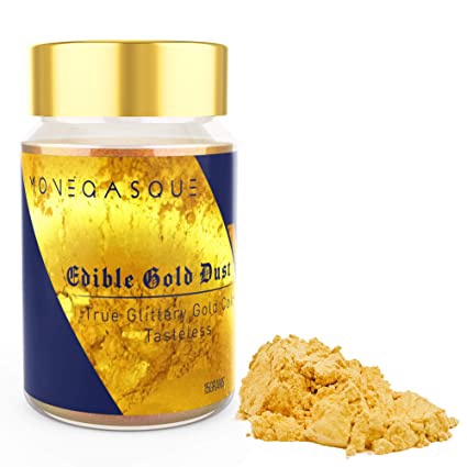 MONÉGASQUE Baking Edible Gold Dust Big 15 Grams for Cake Decorating, Baking, Chocolate, Cookies, Drinks. True Glittery Gold Color, Tasteless, Food Safe, Easy to Use (Gold)