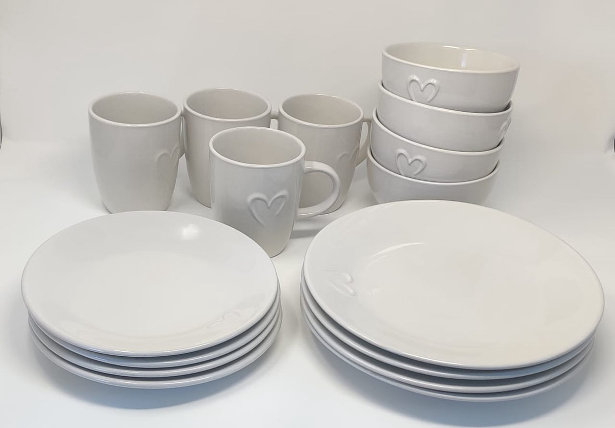 STONEWARE Dinner Set 16PCS Round with Heart