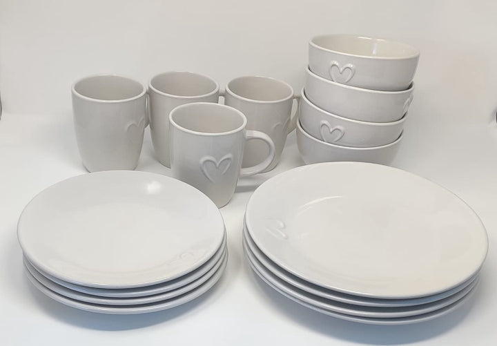 STONEWARE Dinner Set 16PCS Round with Heart
