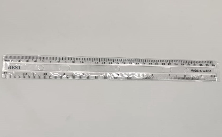 Stationery Ruler Plastic Clear 12" 30CM Best
