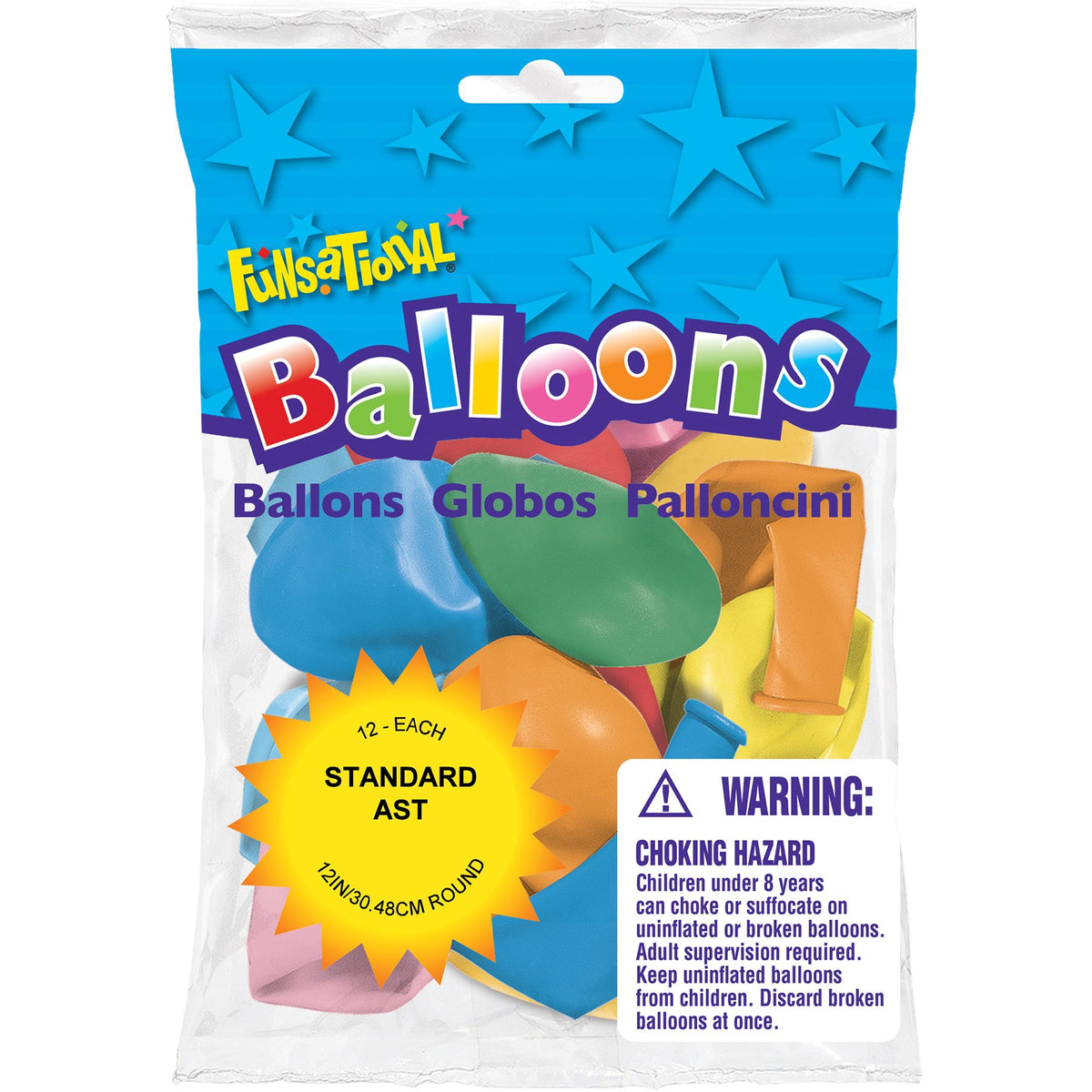 Party Balloons Funsational 12" 30CM 12PCS Pack Helium Quality Round Pearl Asst