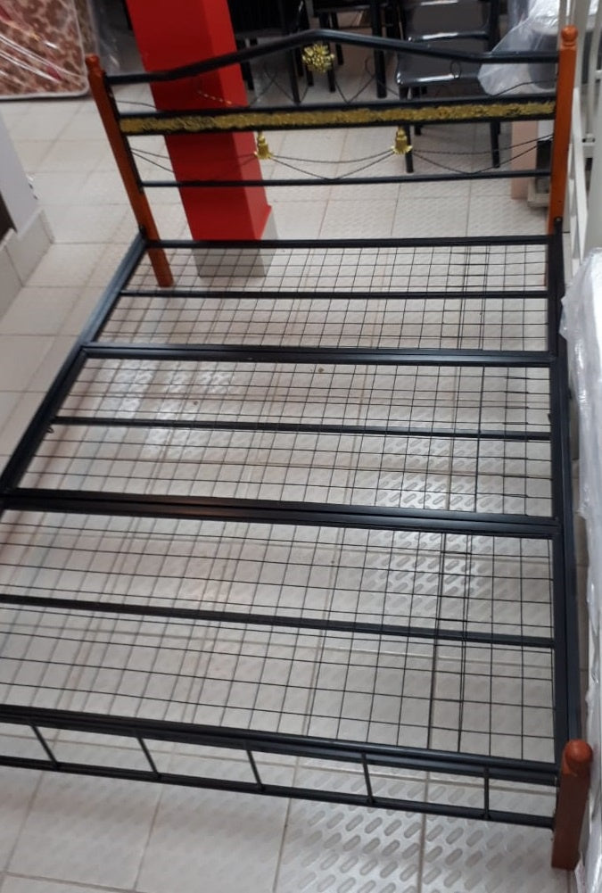 Bed Frame Queen Metal and Wood