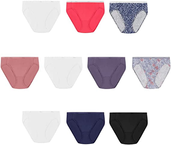 HANES Women Underwear Cotton HI-CUT 10PACK Tagless