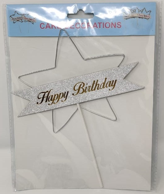 Party Cake Topper Happy Birthday IN Wire Star SSQ13