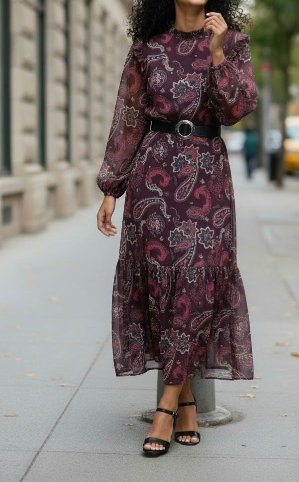 Dress Lined Floral Purple / Green