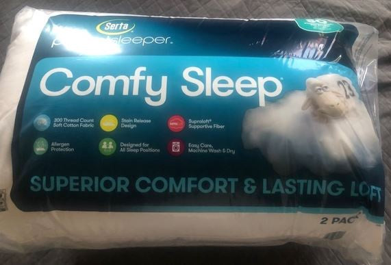 SERTA Pillow Perfect Sleeper Comfy Sleep 2 Pack QUEEN/STANDARD