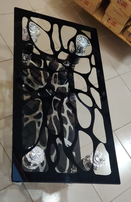 Glass Table Black & Silver CJ198