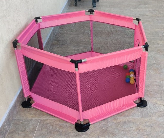 Baby Play Pen Hexagon Pink with Ball