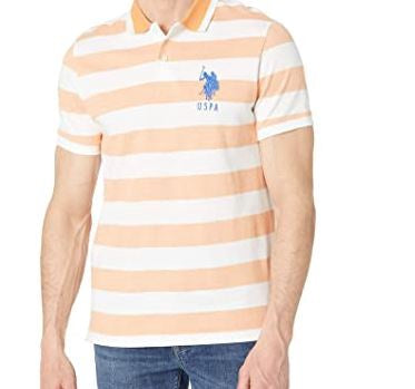 US POLO ASSN. Men Shirt Polo Us Polo Orange Strip Slim Fit