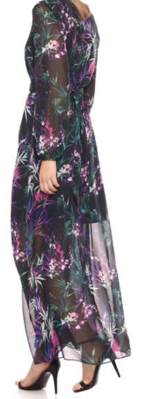NINE WEST Dress Casual Floral Long Sleeve Black