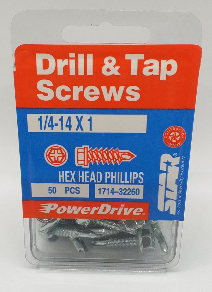 Screws Drill & Tap 1/4-14X1 Star 50PCS