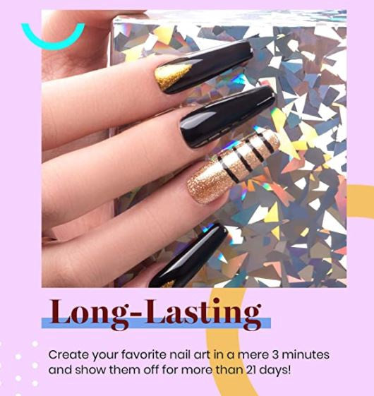 BEETLES Nail Black Gold Glitter 6PCS White Silver Rose Glitter