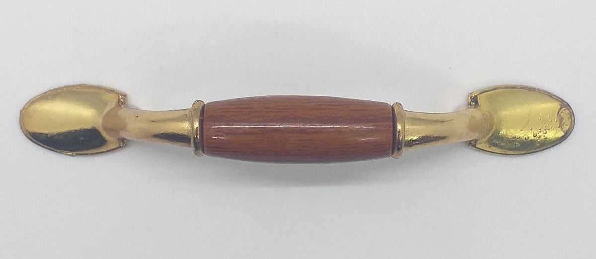 Draw Handle Gold & Wood D/BROWN Sm