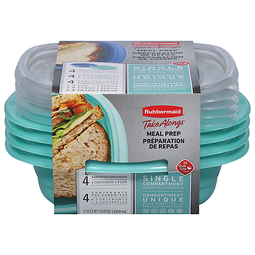 RUBBERMAID Food Bowl Take Alongs Meal Prep Sandwich Single Compartment 2.9CUP 669ML 4PCS 2162978
