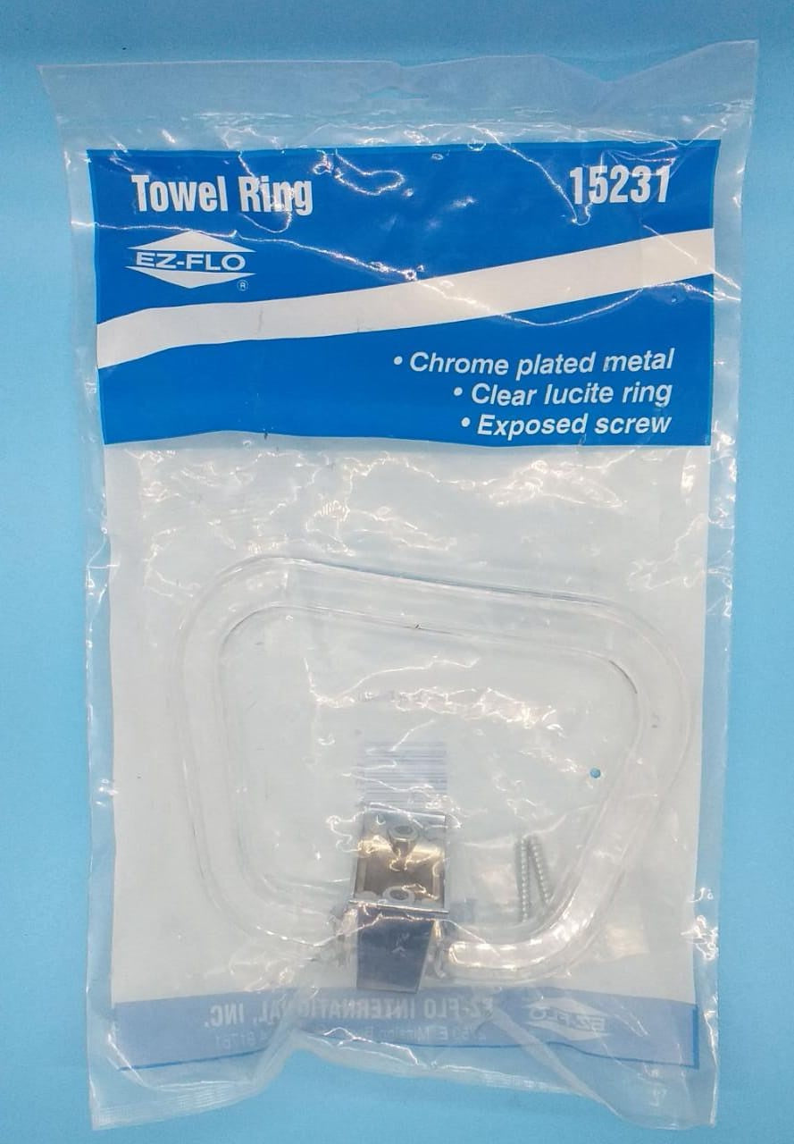 EZ-FLO Towel Ring Plastic with Chromw Base 15231