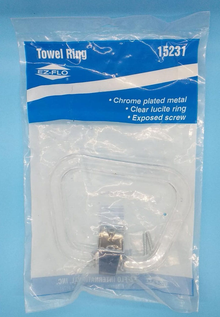EZ-FLO Towel Ring Plastic with Chromw Base 15231