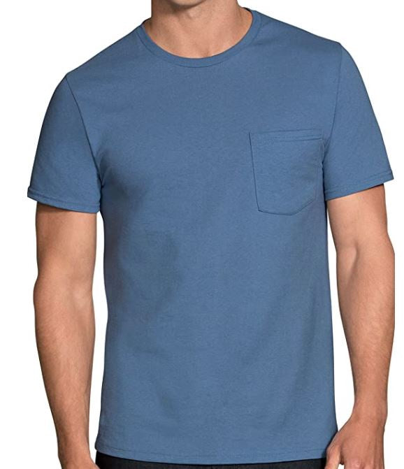 FRUIT OF THE LOOM Men T-SHIRT 6PACK Short Sleeve Pocket Tagfree