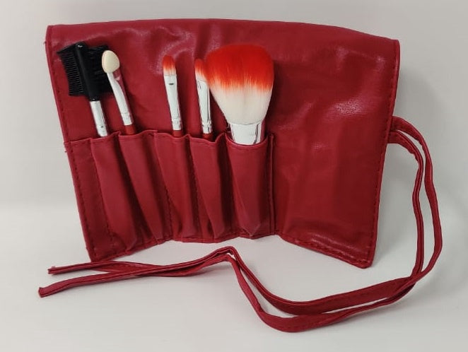 GENERIC Makeup Brush Set SM91 IN Leather Case 5PCS