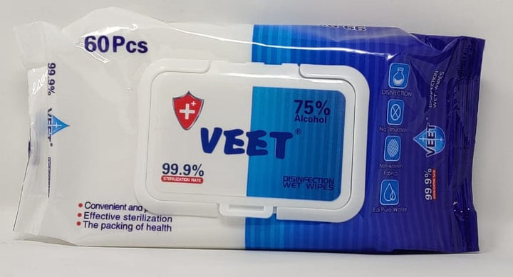 Wet Wipes Disinfecting 99.9% with 75% Alcohol Veet 60PCS