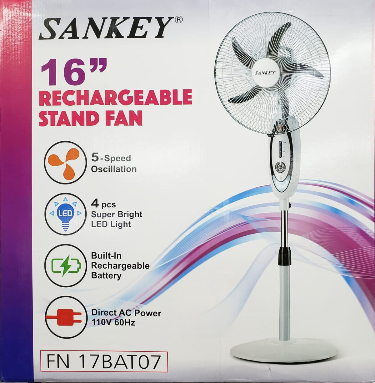 SANKEY Fan 16" FN-17BAT07 Rechargeable Floor