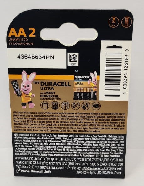 DURACELL Battery Size Aa Plus Alkaline 2PCS Pack LR6/MN1500