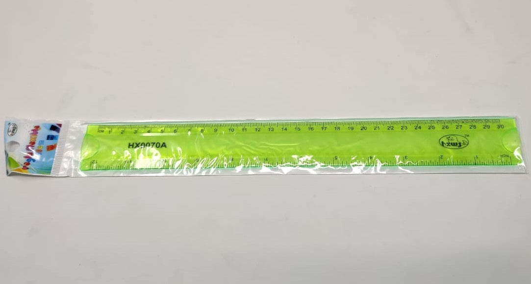 HXWJ Stationery Ruler Regle Flexible Plastic Colored 12" 30CM HX0070A