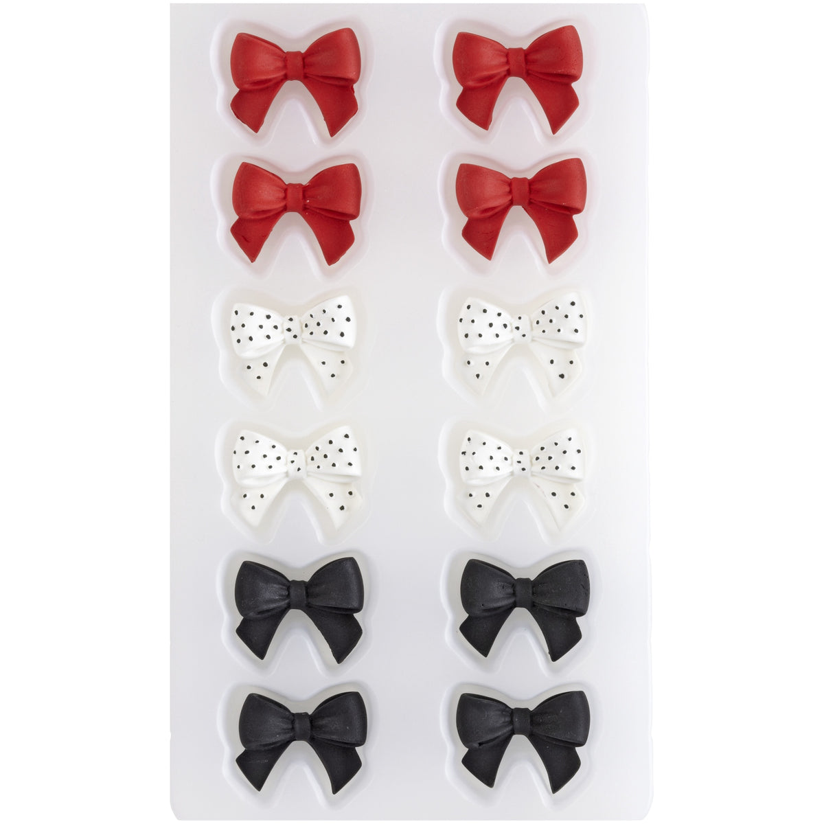 WILTON Baking Icing Decorations Black White & Red Bows 12PCS Pack .95OZ 27G 708-0-0172