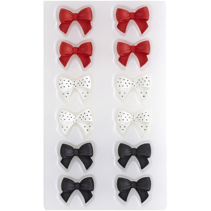 WILTON Baking Icing Decorations Black White & Red Bows 12PCS Pack .95OZ 27G 708-0-0172